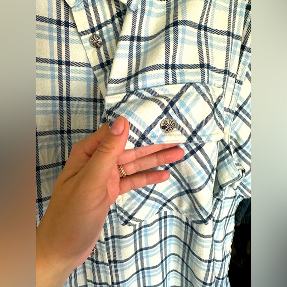 Chrome Hearts Flannel Plaid Shirt Unisex Size Medium Oversized Light Blue Navy - Picture 12 of 16